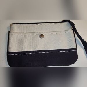 Lands End Blue And Cream Wristlet.